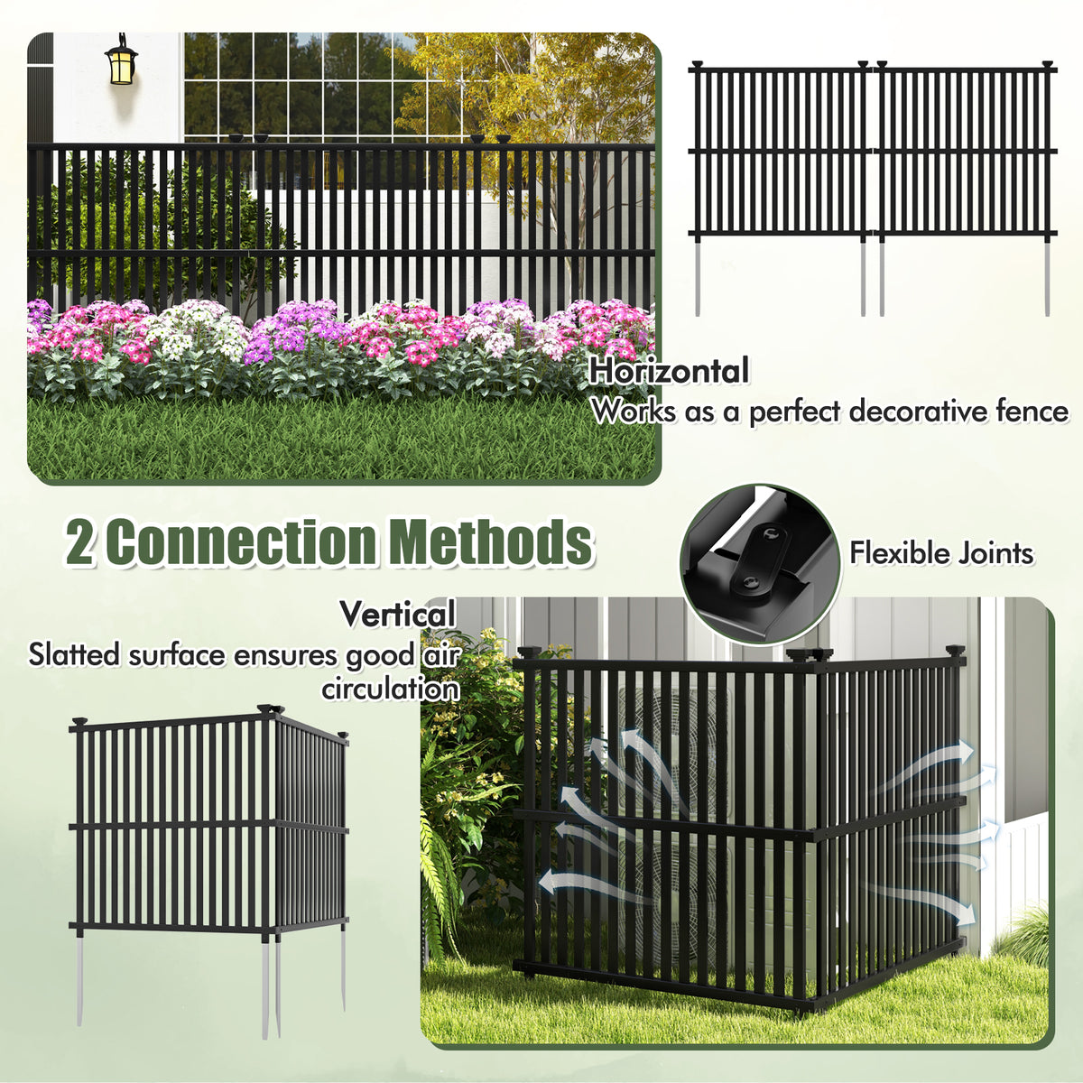 Air Conditioner Fence Panel, Metal Ground Stakes, Black Decorative Fencing & Flooring at Gallery Canada
