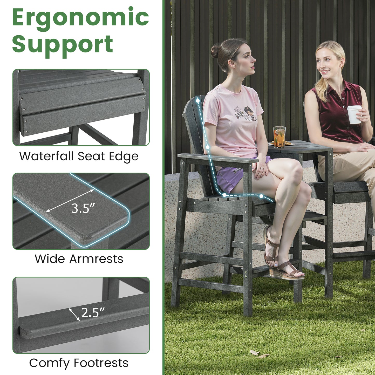 2-Seat Adirondack Chair, All-Weather, Gray Adirondack Chairs at Gallery Canada