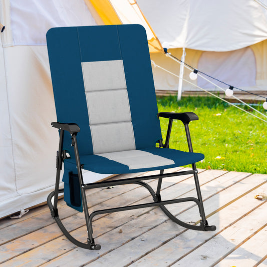 Foldable Rocking Camping Chair With Backrest, Blue Patio Rocking Chairs & Gliders Blue at Gallery Canada