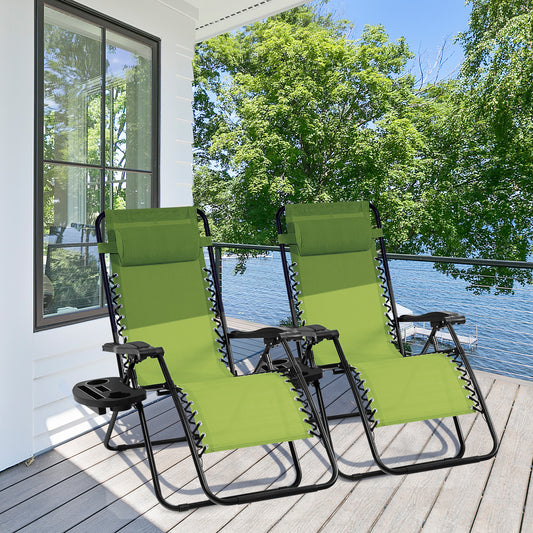Outdoor Folding Zero Gravity Reclining Lounge Chair with Utility Tray, Green Beach & Lawn Chairs Green at Gallery Canada