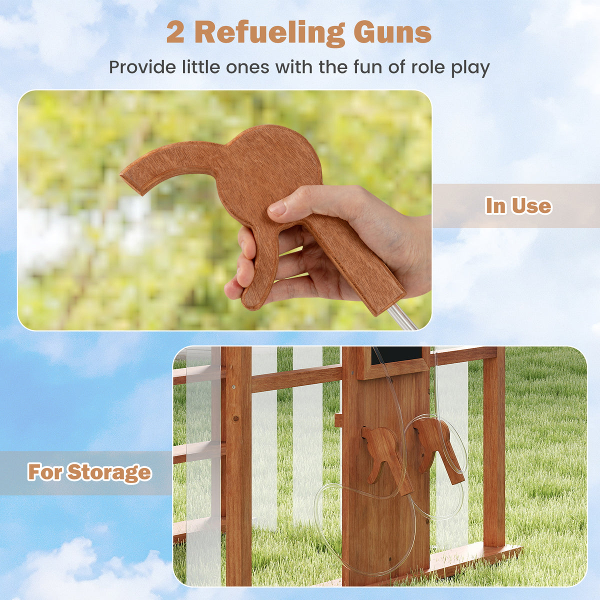 Kids Gas Station Playhouse With Gas Refueling Guns, Aged 3+, Brown Play Tents & Playhouse at Gallery Canada