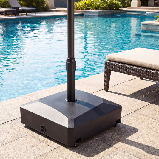 176 LBS Fillable Mobile Umbrella Base, 4 Wheels, 2 Locks, Black Outdoor Umbrella Bases Black at Gallery Canada