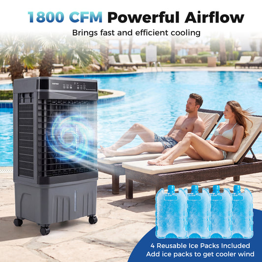1800 CFM Evaporative Air Cooler, 4 Gal Tank, Black Air Coolers Black at Gallery Canada