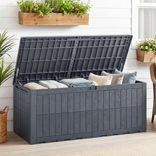 180 Gal Outdoor Deck Box, Lockable Storage Bin, Gray Sheds & Outdoor Storage Gray at Gallery Canada