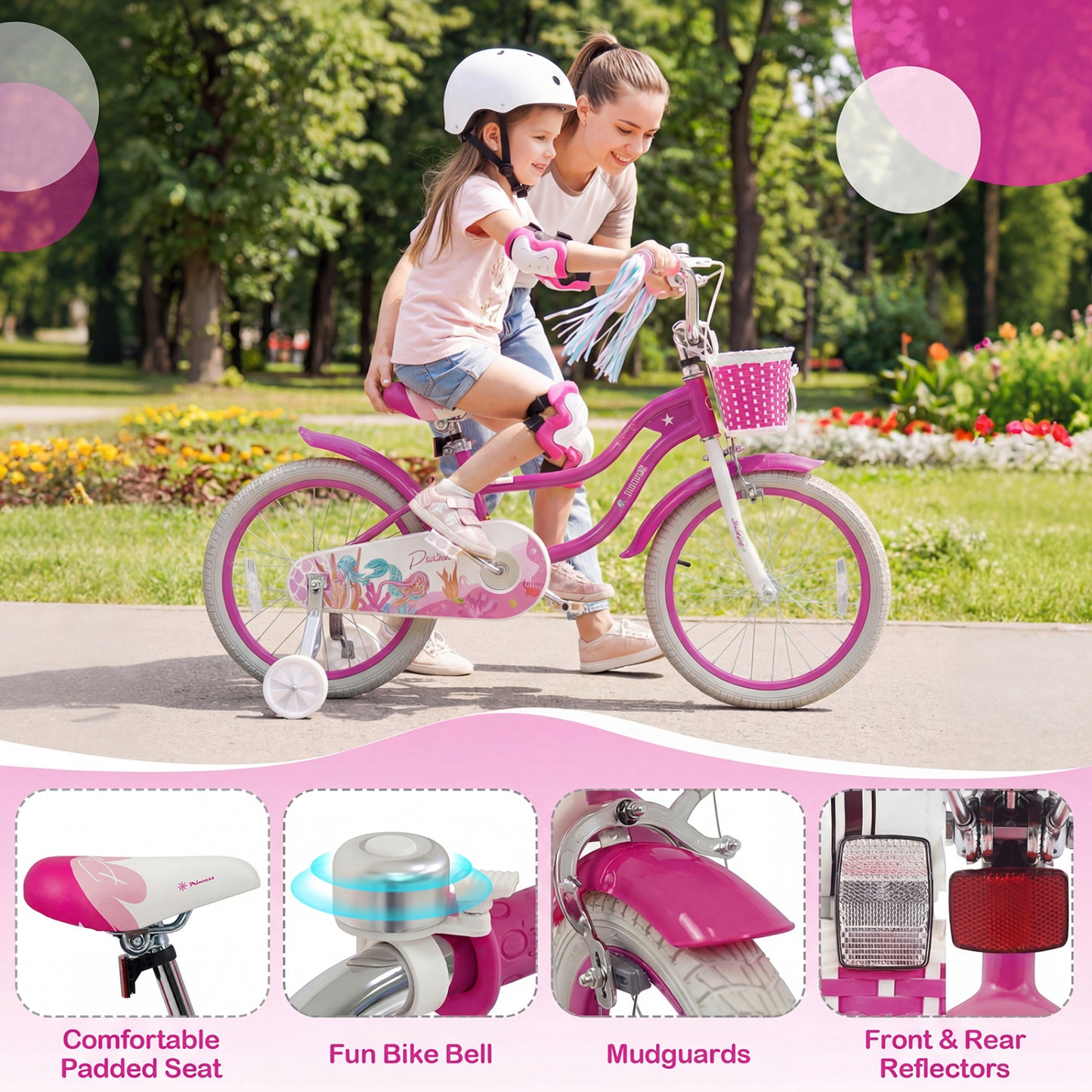 18-Inch Kids Bike, Adjustable, With Basket And Streamers, Rose Red Kids Bike at Gallery Canada
