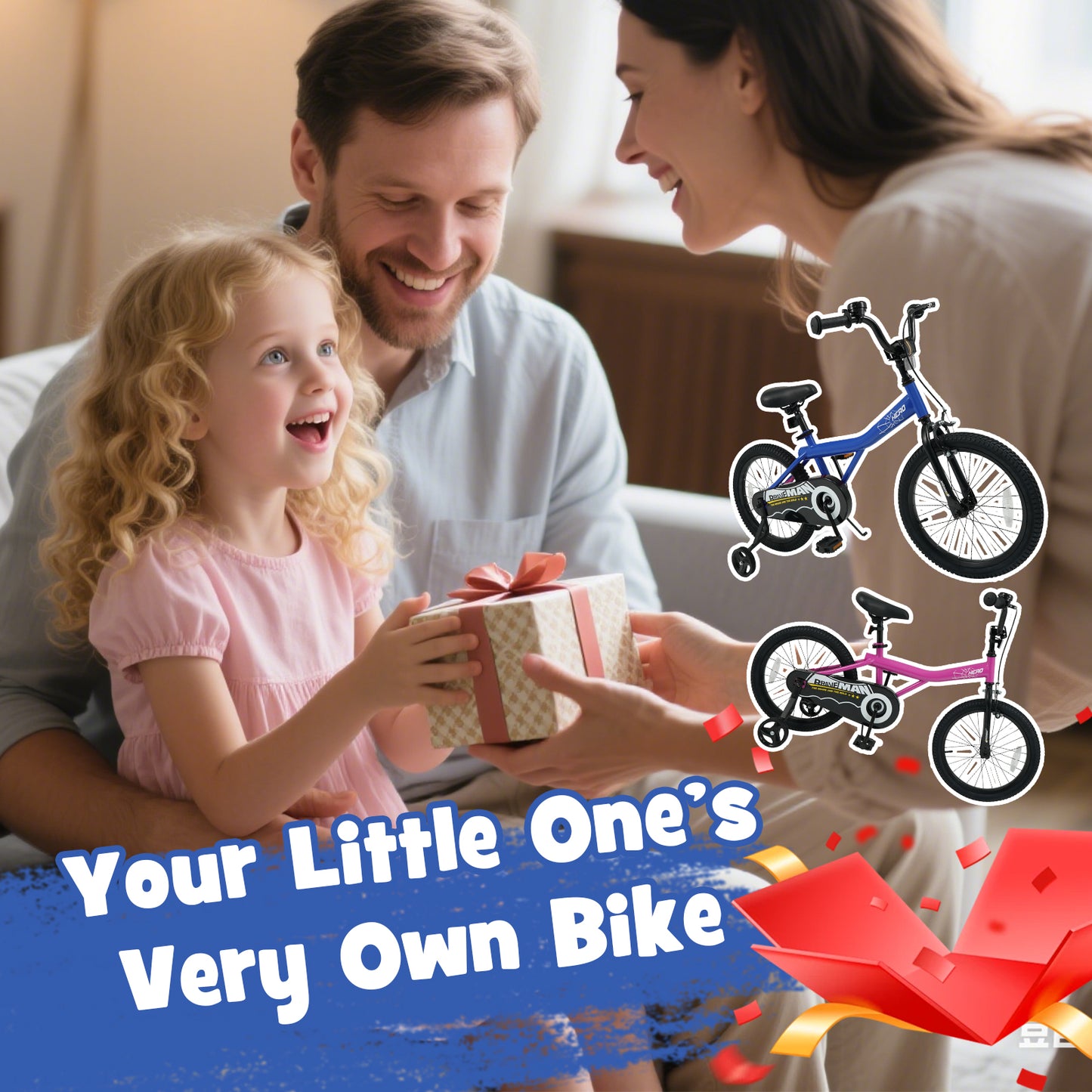 18-Inch Kids Bike, Removable Training Wheels, Navy Kids Bike at Gallery Canada