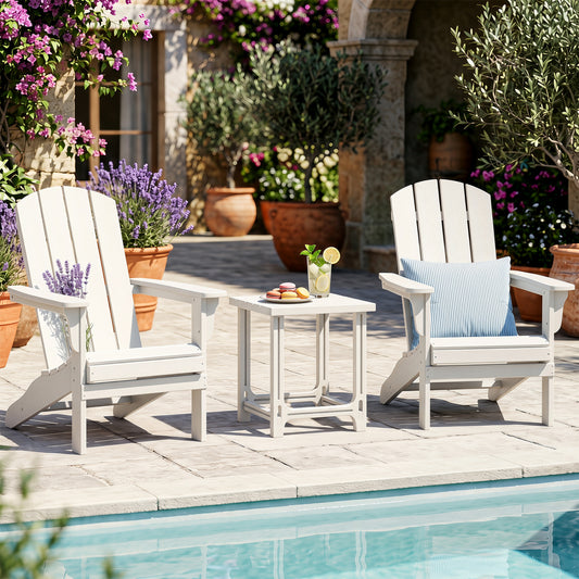18 Inch Outdoor Adirondack Side Table, White Patio Coffee Tables White at Gallery Canada