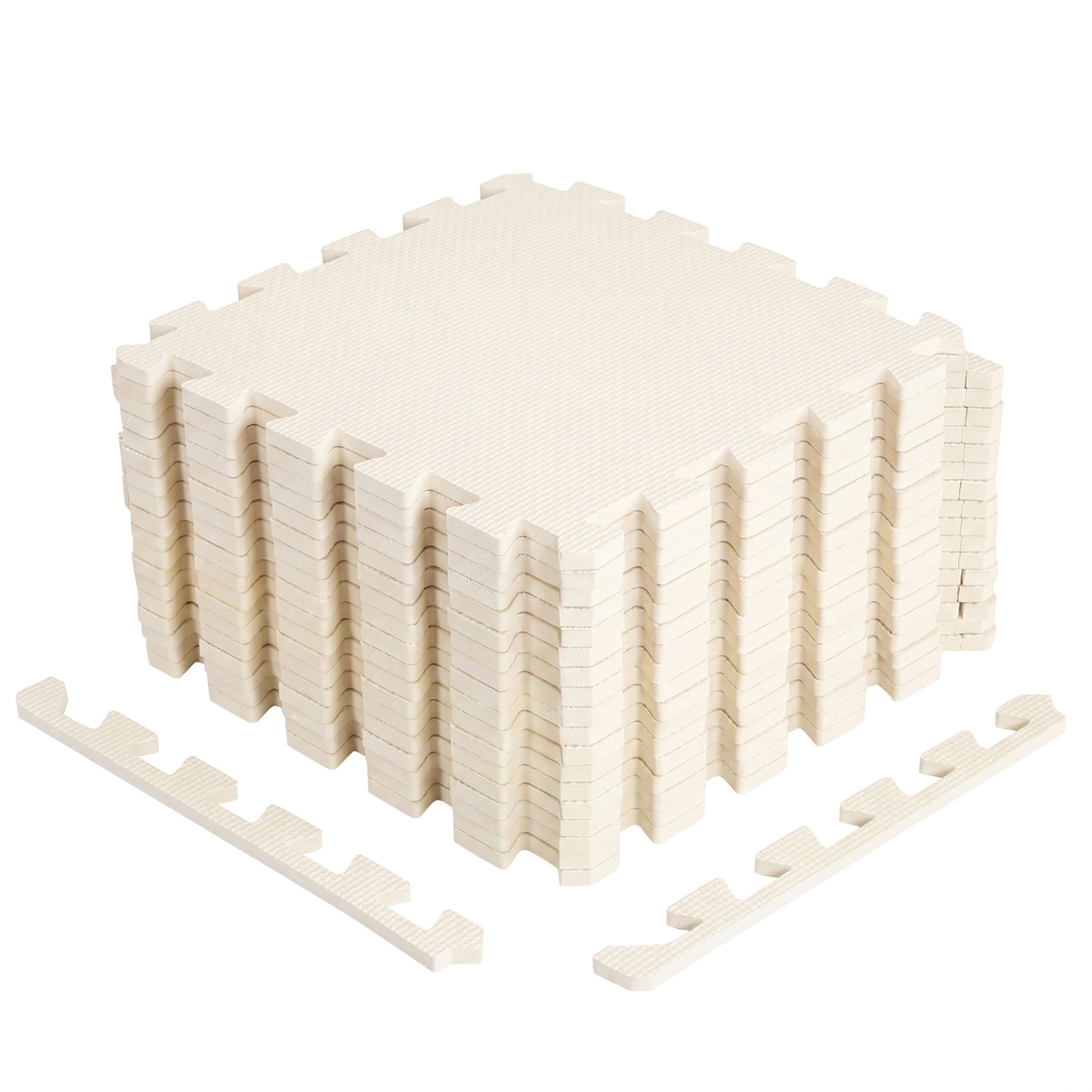 18 Pack Interlocking EVA Foam Floor Tiles with Boarders, Beige Decorative Fencing & Flooring Beige at Gallery Canada
