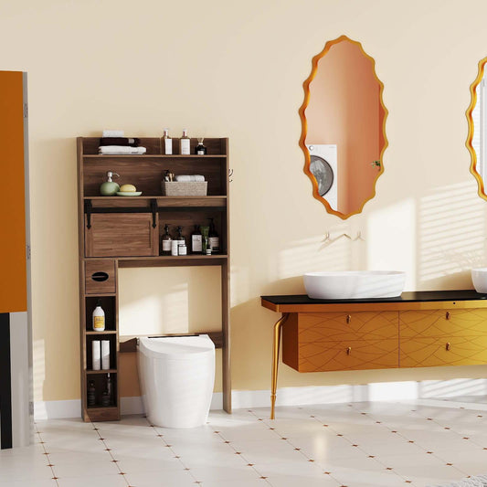 5-Piece Bathroom Suite, Toilet Cabinet, Bidet, Sink, Floor Cabinet, Dryer, White Floor Cabinets White at Gallery Canada