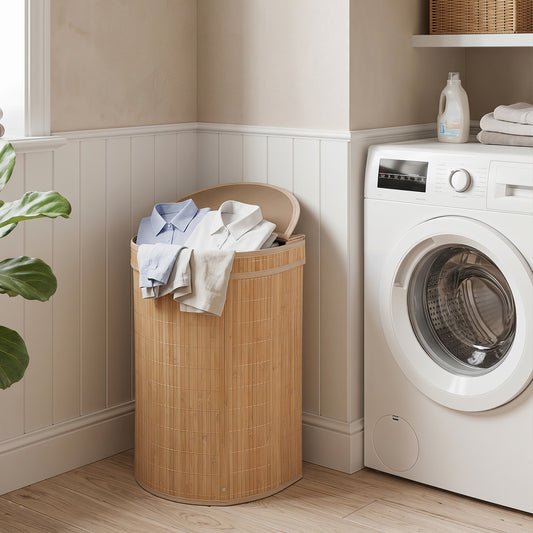 19 Gal Capacity Bamboo Laundry Hamper with Zippered Lid, Natural Laundry Baskets Natural at Gallery Canada