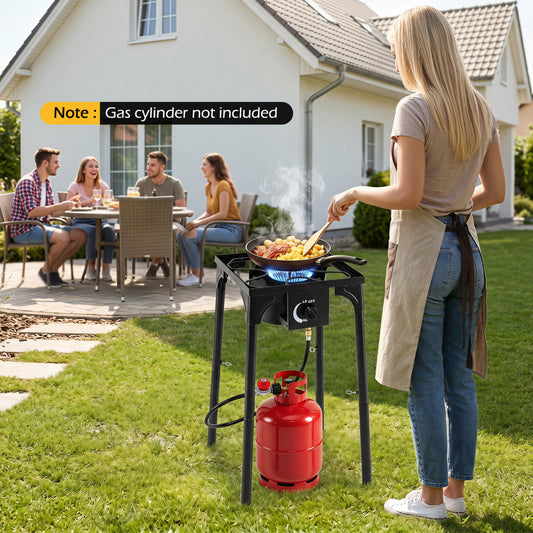 1 Burner Propane Stove, 80000 BTU, Adjustable Regulator, Hose, Black Outdoor Grills Black at Gallery Canada