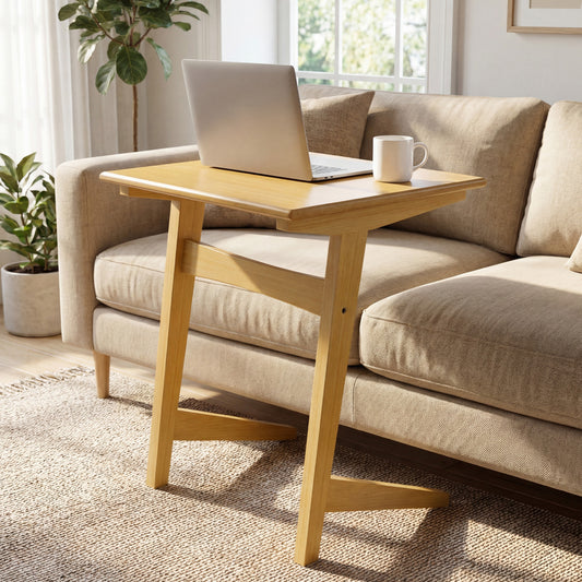 Wood Sofa Side Table, C-Shaped End Table, Wood Veneered Top, Natural End & Side Tables Natural at Gallery Canada