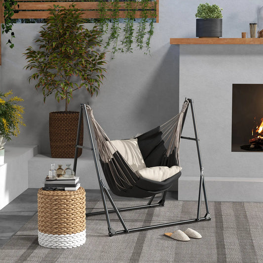 Foldable Hammock Stand, 2 In 1, 120kg Capacity, Black Hammock Stands Black at Gallery Canada