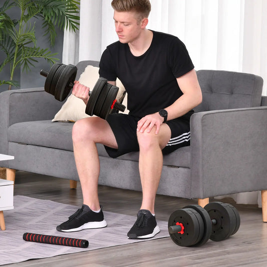 44lbs Adjustable Dumbbell Set, Hand Weights for Fitness, Black and Red Dumbbells & Barbells Red and Black at Gallery Canada