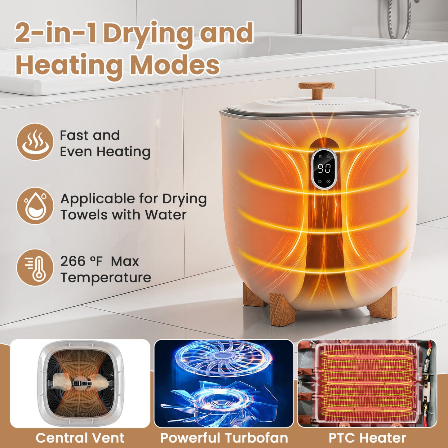 20L Towel Warmer Bucket With PTC Air Heater, White Dryers at Gallery Canada