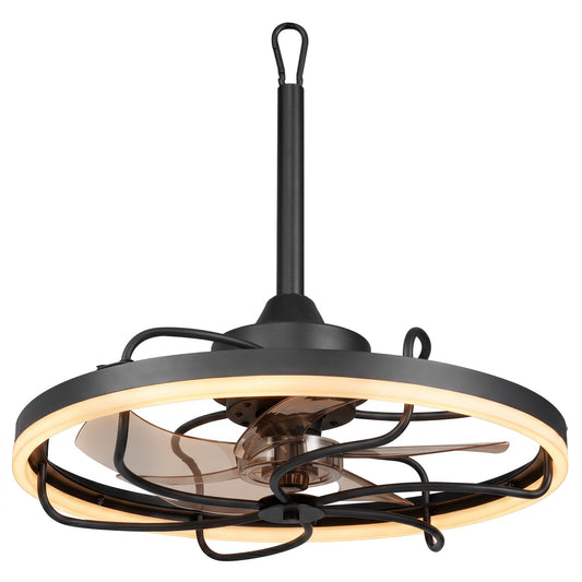 20" Ceiling Fan With Dimmable LED Light, 6 Speeds Black Ceiling Fans Black at Gallery Canada