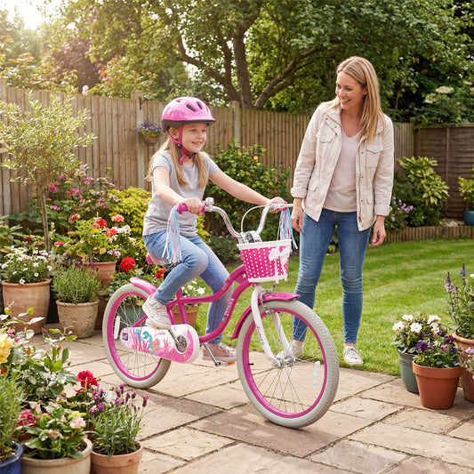 20 Inch Kids Bike, Adjustable, With Basket And Streamers, Rose Red Kids Bike Rose Red at Gallery Canada