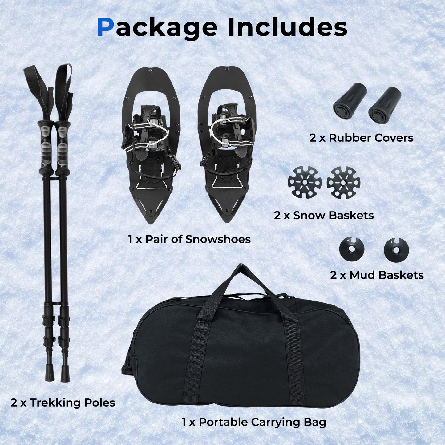 21" Snowshoes With Trekking Poles, Black Winter Sports & Activities at Gallery Canada
