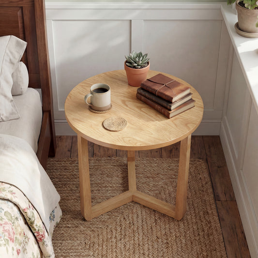 22.5 Inch Round Side Table, Farmhouse End Table, Natural End & Side Tables Natural at Gallery Canada