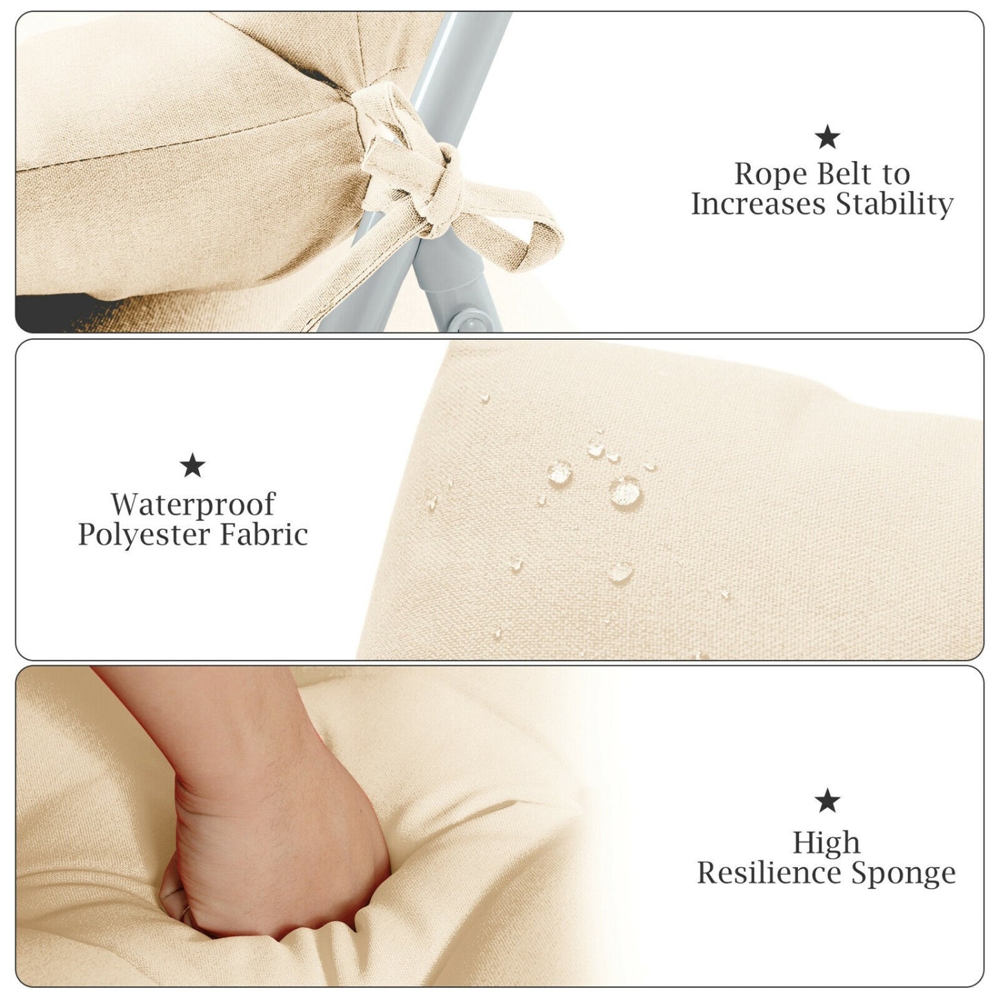 22 x 44 Inch Tufted Outdoor Patio Chair Pad, Beige Outdoor Furniture Accessories at Gallery Canada