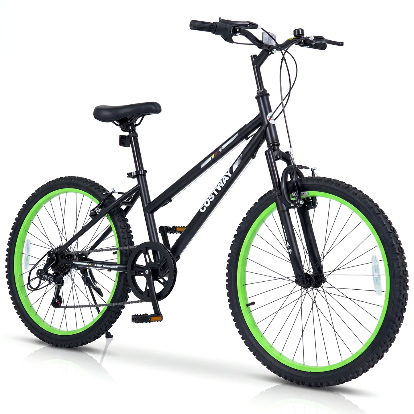 24 Inch Kids Mountain Bike, 7 Speed, Suspension Fork, Black Kids Bike Black at Gallery Canada