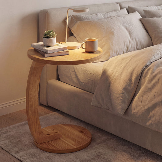 24 Inch Round C-Shaped Side Table, Thickened Top, Sturdy Base End & Side Tables Options at Gallery Canada