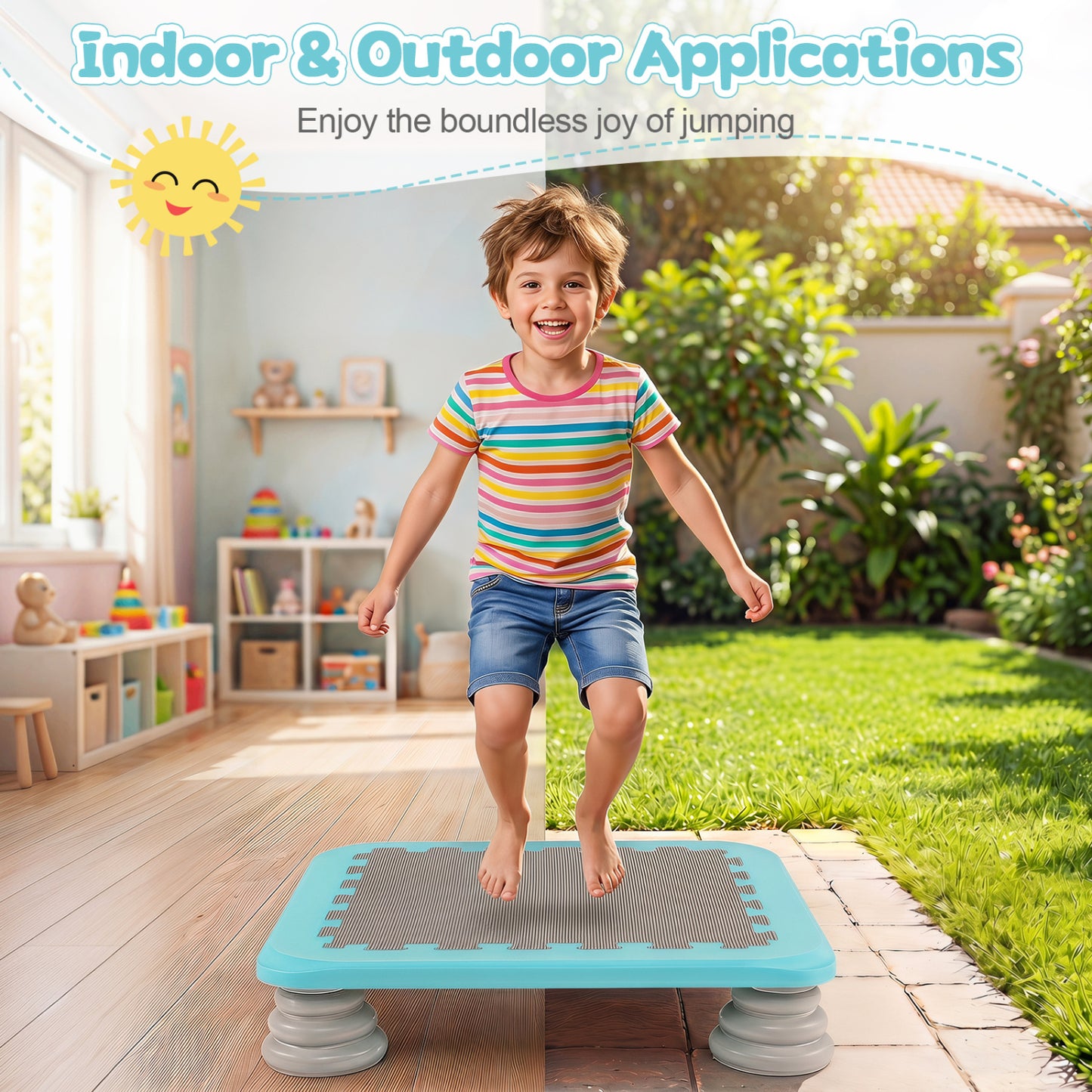 25.5 Inch Kids Mini Trampoline with 4 Removable and Non-Slip Foot Pads, Blue Trampolines at Gallery Canada