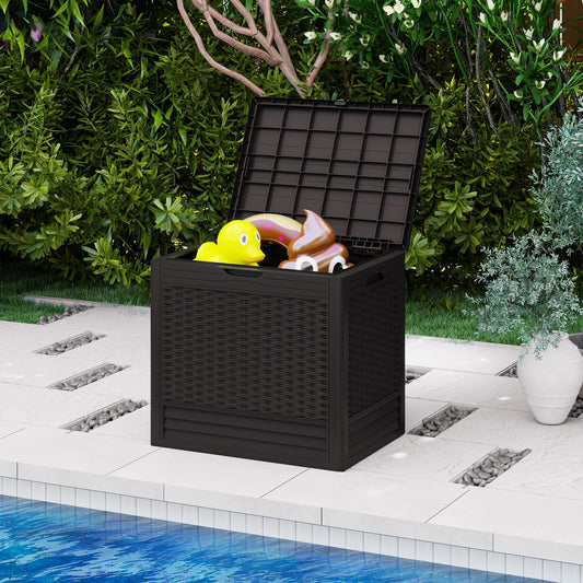 25 Gallon Outdoor Storage Box with Rattan Patterns, Brown Sheds & Outdoor Storage Brown at Gallery Canada