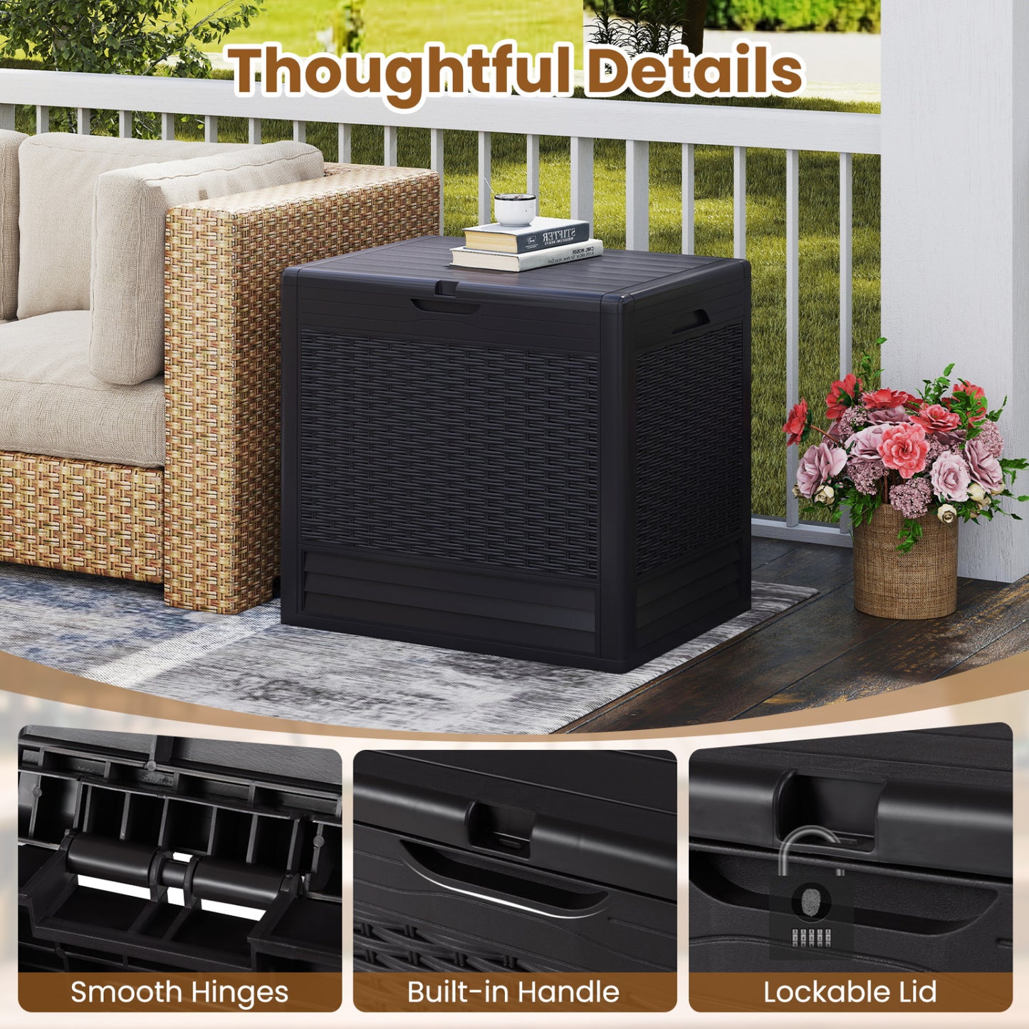 25 Gallon Outdoor Storage Box with Rattan Patterns, Brown Sheds & Outdoor Storage at Gallery Canada