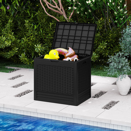 25 Gallon Outdoor Storage Box with Rattan Patterns, Black Sheds & Outdoor Storage Black at Gallery Canada