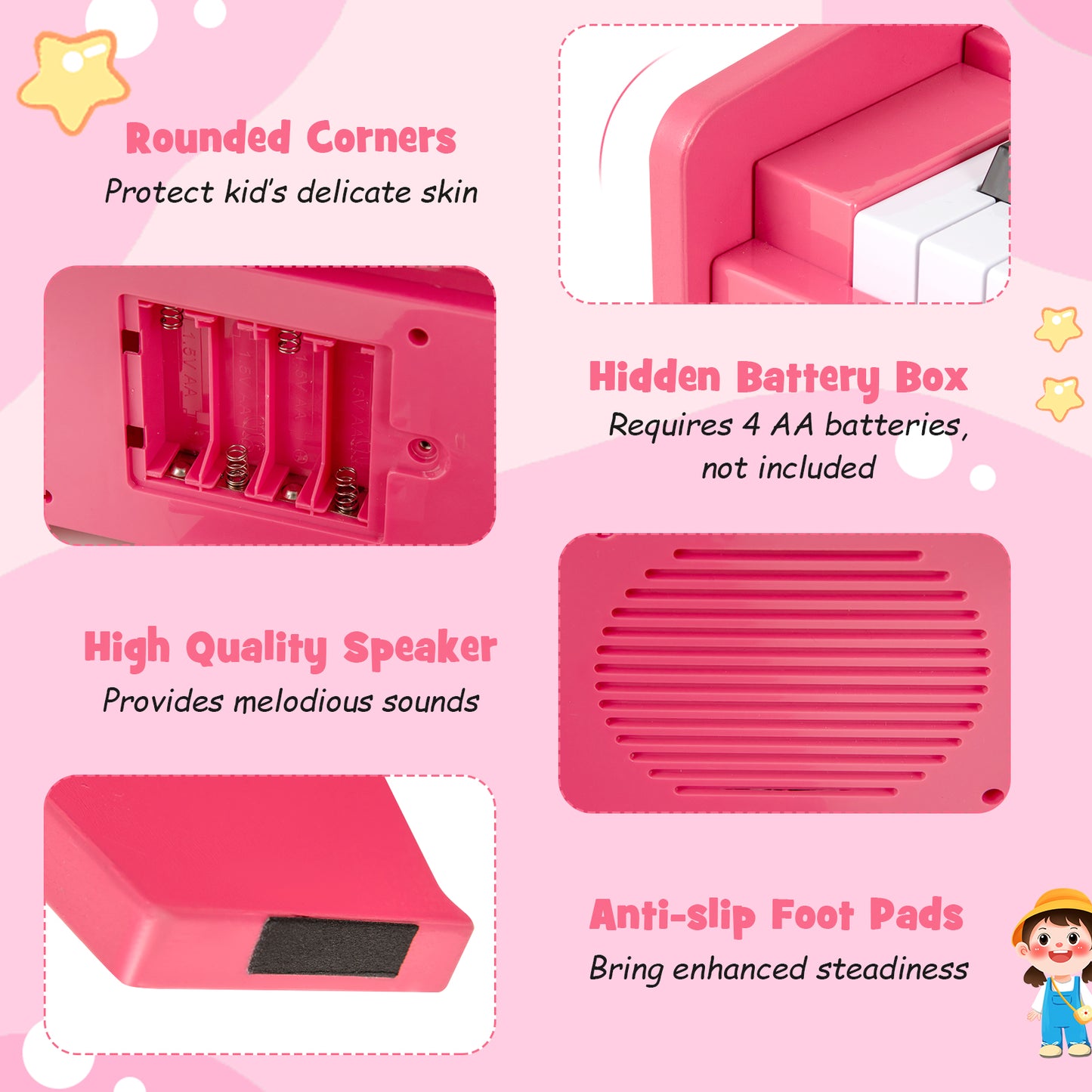 25 Keys Kids Piano Keyboard, Adjustable Speed, Volume, Pink Pianos & Keyboards at Gallery Canada