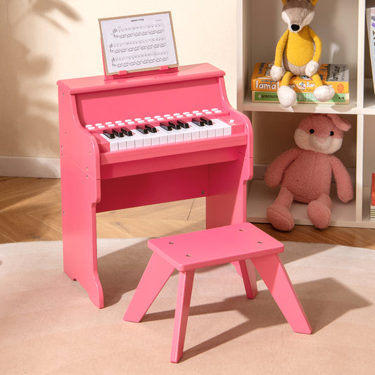 25 Keys Kids Piano Keyboard, Mini Digital Piano With Stool, Pink Pianos & Keyboards Pink at Gallery Canada