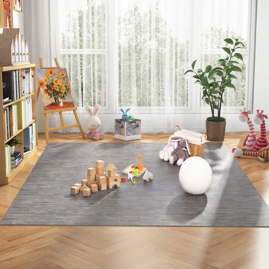 25 Tiles Wood Grain Foam Floor Mats, Gray Decorative Fencing & Flooring Gray at Gallery Canada