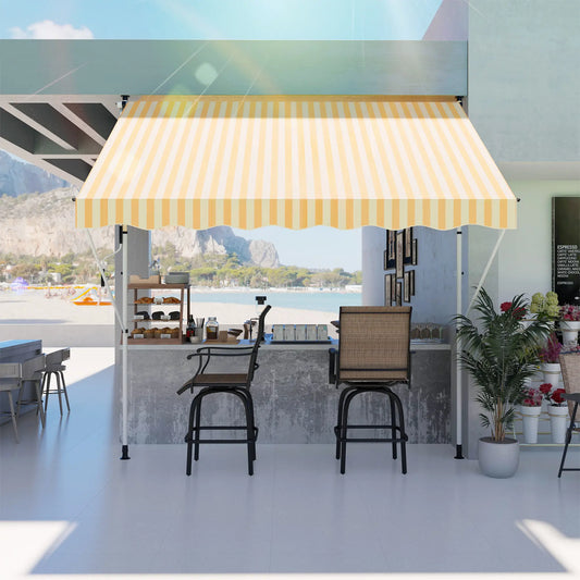 10x5 Ft Manual Retractable Awning, Water Resistant UV Shade, Yellow Door Awnings Yellow and White at Gallery Canada