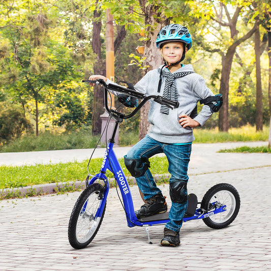 Kids Scooter, Adjustable Handlebar, Dual Brakes, Inflatable Wheels, Age 5+, Blue Scooters Blue at Gallery Canada