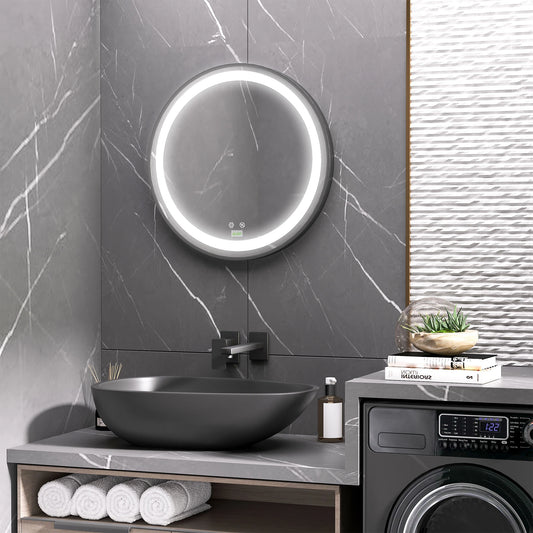 LED Bathroom Mirror, Dimmable Anti Fog, 3 Temperatures, 24 Inch, Color Wall Mirrors Black at Gallery Canada