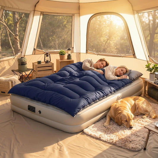 Queen Size Double Sleeping Bag For Adults, Cold Weather, Blue Camping Cots Dark Blue, Grey at Gallery Canada