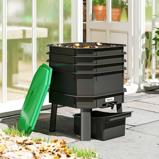 4-Tray Worm Composter Bin, 7.4 Gal, Dark Green Garden Accessories Dark Green at Gallery Canada