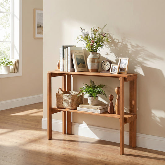2/3-Tier Folding Wooden Storage Shelves for Entryway and Garden-2-Tier Plant Stands Natural at Gallery Canada