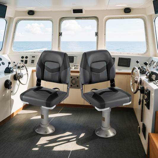 2-Pack Boat Seats with Fixing Bolts and Hinges, Black Surfing Black at Gallery Canada