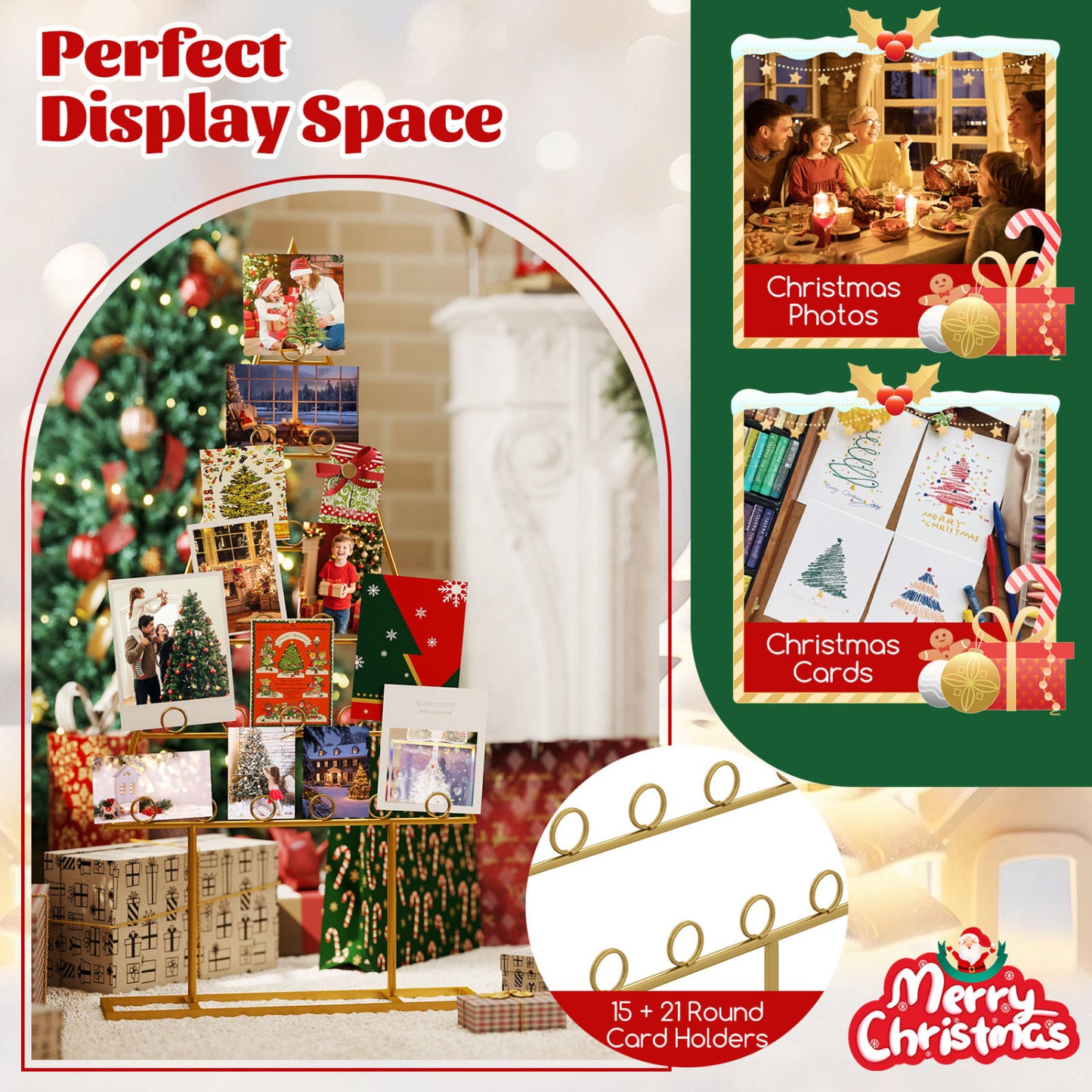 2 Pack Christmas Tree Photo Holder, 36 Clips, Metal Rack, Gold Christmas Decor & Accessories at Gallery Canada