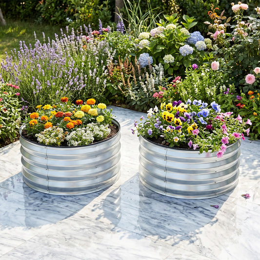 2 Pack Galvanized Raised Garden Bed Kit, Open-Ended Base, Silver Raised Garden Beds Silver at Gallery Canada