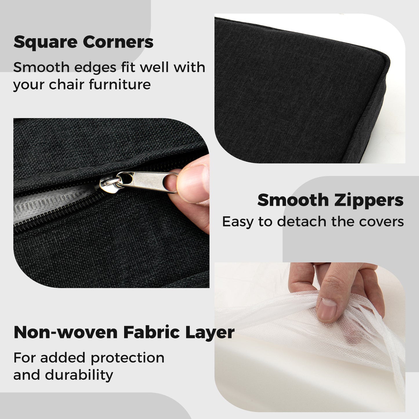 2-Pack Outdoor Patio Cushion Set, Removable Covers, Black Outdoor Furniture Accessories at Gallery Canada