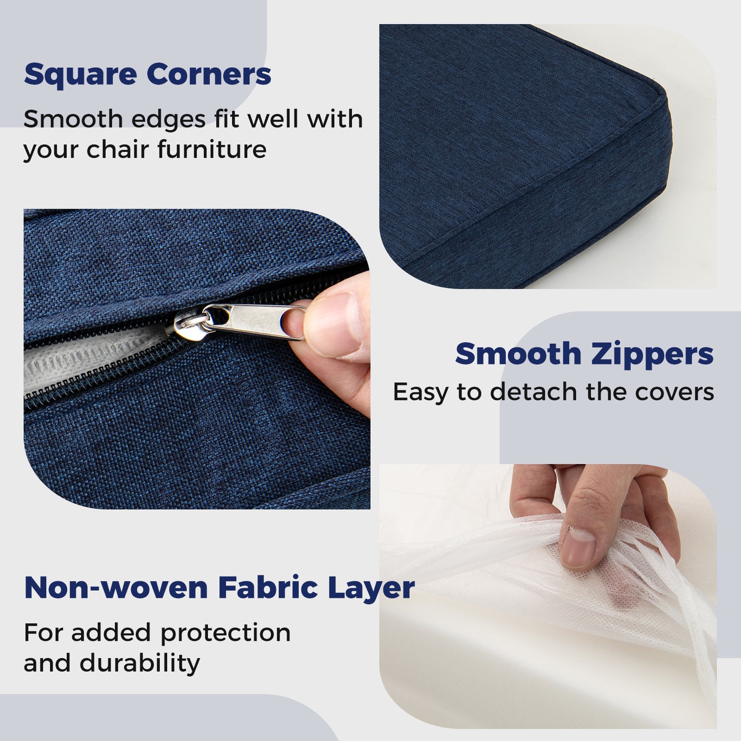 Outdoor Patio Cushion Set, 2-Pack, Removable Covers, Navy Outdoor Furniture Accessories at Gallery Canada