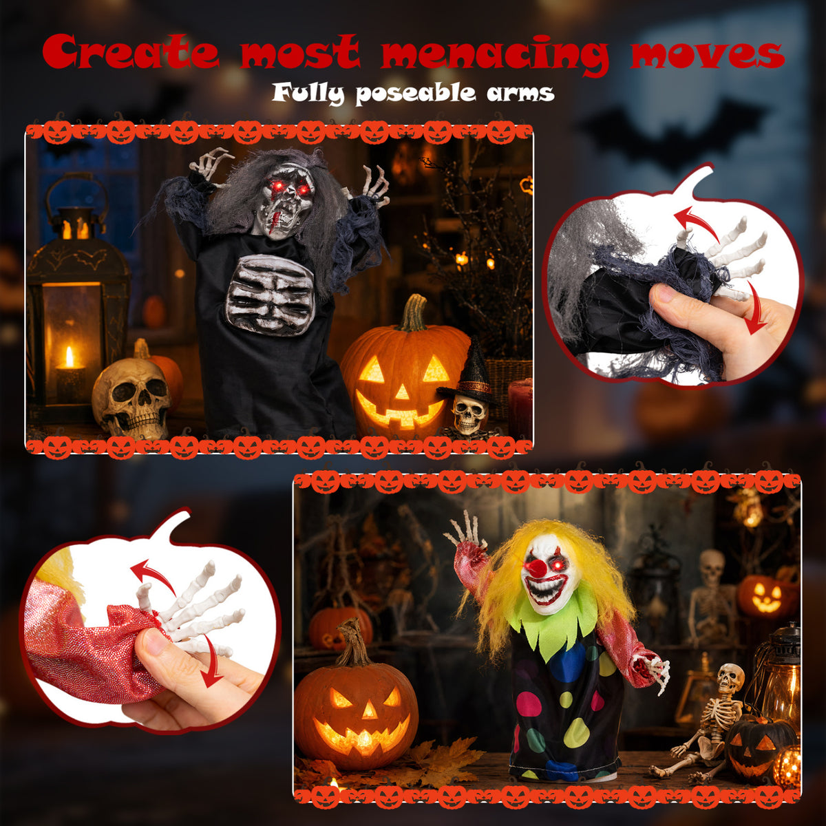 2 Pcs Halloween Animatronic Clown Reaper Tabletop Decor Halloween at Gallery Canada