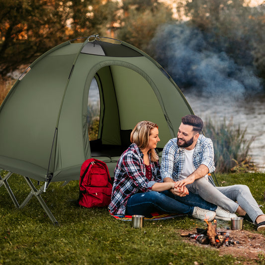 2-Person Camping Cot Tent, Foldable Off-Ground Combo, Green Tents Green at Gallery Canada