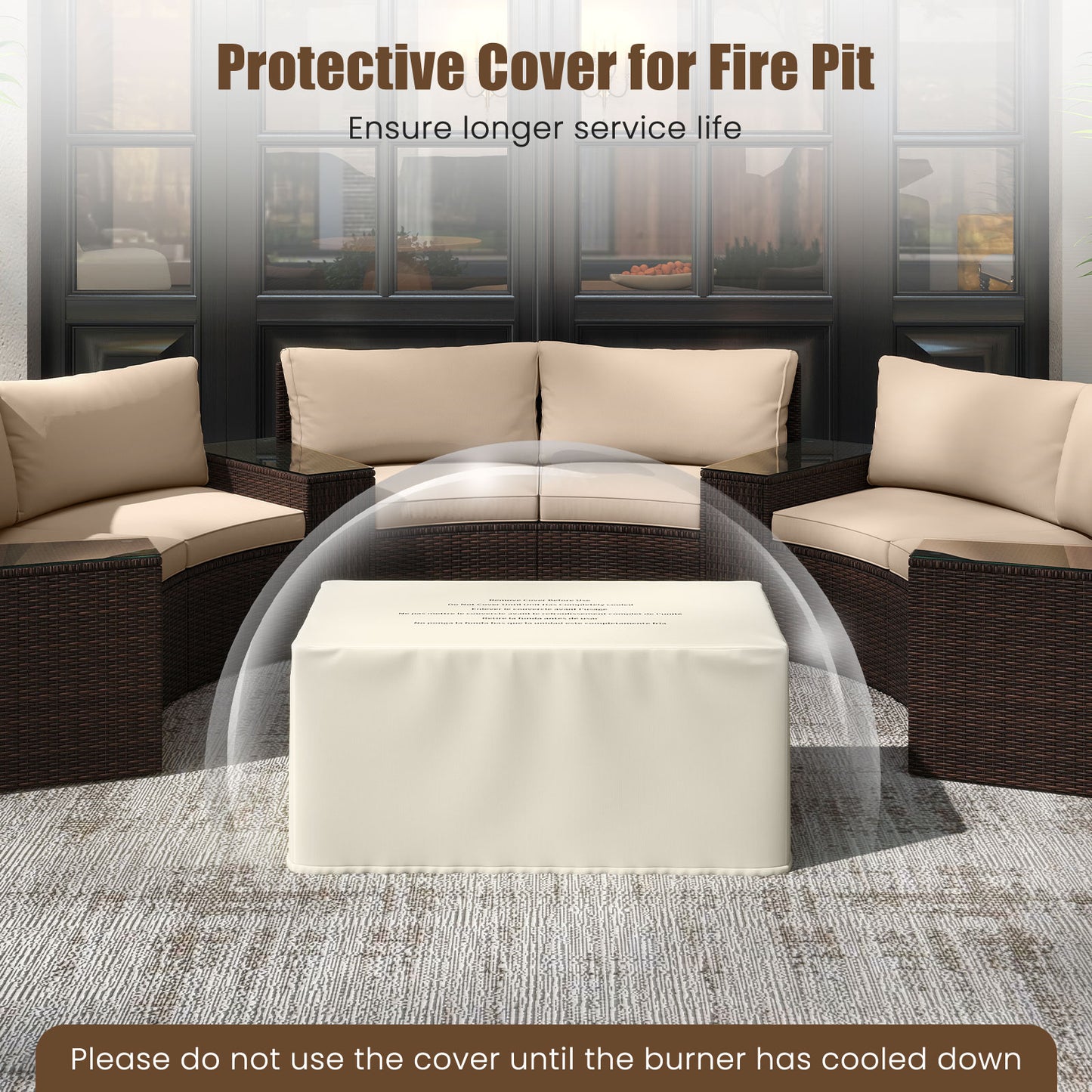 32 Inch Rectangle Gas Fire Table Set, 2-Piece Rattan, Gray Fire Pit Tables at Gallery Canada