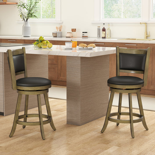 24 Inch Swivel Counter Stool, Upholstered Seat, Gray Bar Stools Gray at Gallery Canada