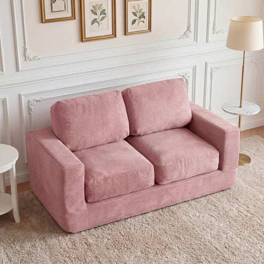 2-Seater Corduroy Floor Loveseat Couch, Pink Sofas & Loveseats Pink at Gallery Canada
