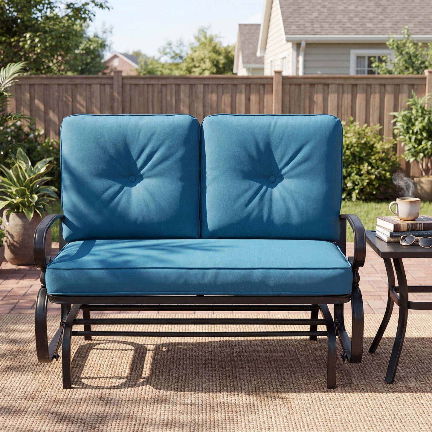 2 Seat Outdoor Swing Glider Chair, Blue Patio Rocking Chairs & Gliders at Gallery Canada